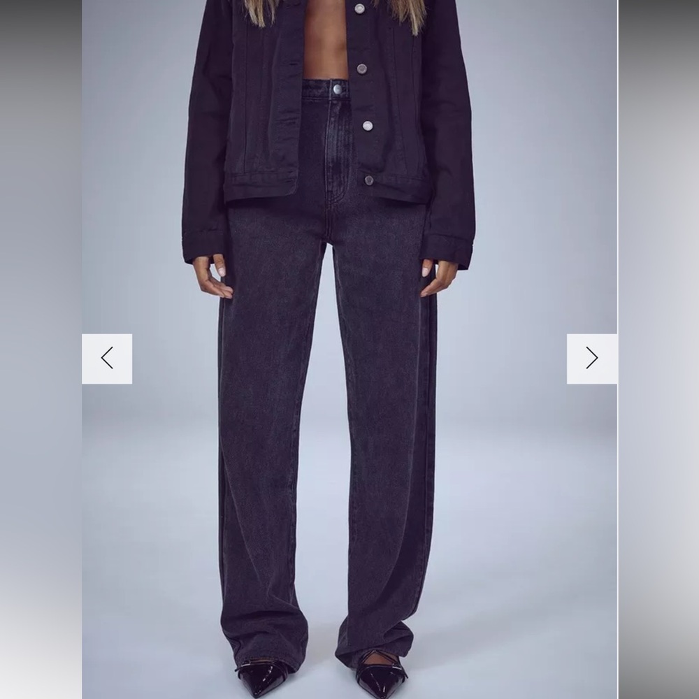 NWT BOOHOO WASHED BLACK WIDE LEG JEANS US8